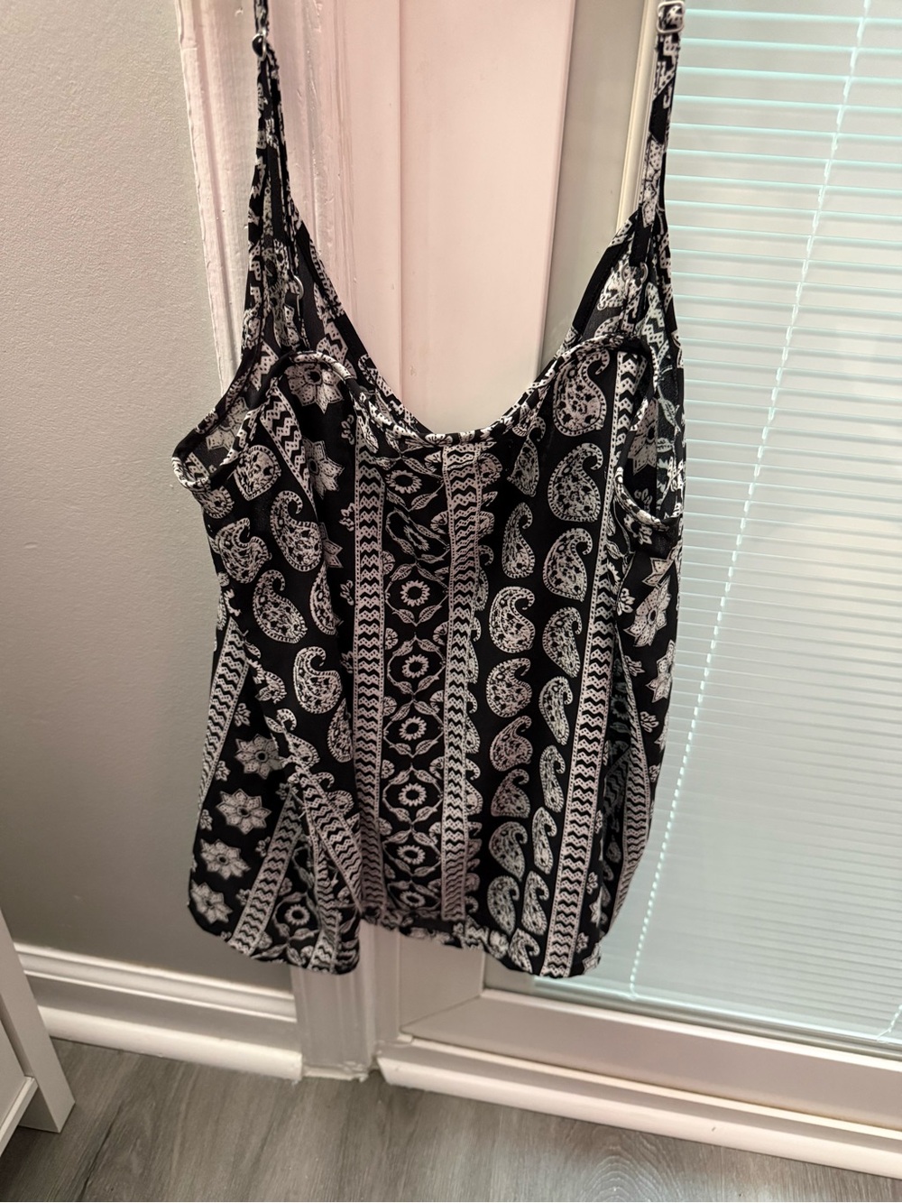 Hollister Black and White Paisley-Print Spaghetti Strap Camisole
